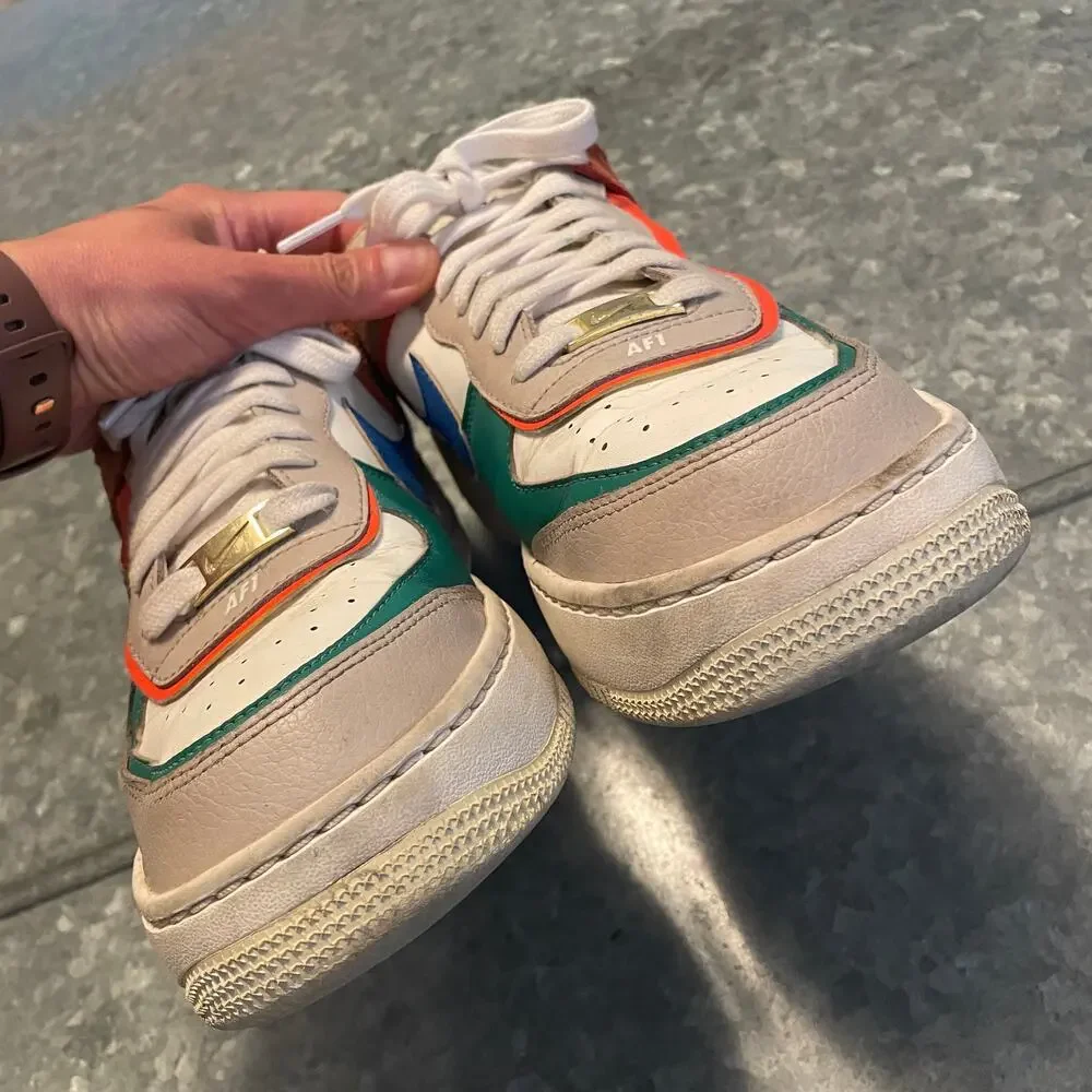 Nike Air Force 1 Low Shadow Sail Signal Blue Green Womens 10 Shoes Sneakers AF1